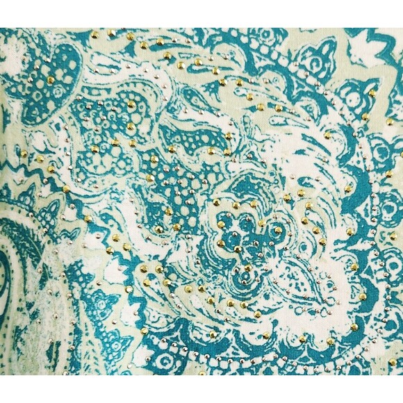 JM Collection Women's Blouse Size 1X Pullover Sheer Sleeves & Hem Gold Bling NWT - Picture 3 of 8